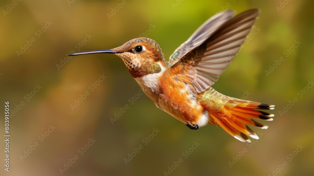 Fototapeta premium A hummingbird flying in the air