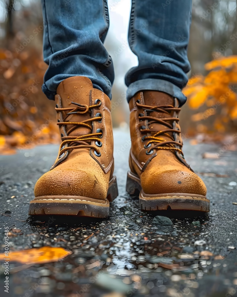 Close-up of a person wearing leather shoes and old jeans walking alone on the sidewalk. Suitable for the concept of unemployment, going on adventures, independence, Finding myself, seeking experience. Close-up of a person wearing leather shoes and old jeans walking alone on the sidewalk. Suitable for the concept of unemployment, going on adventures, independence, Finding myself, seeking experience.