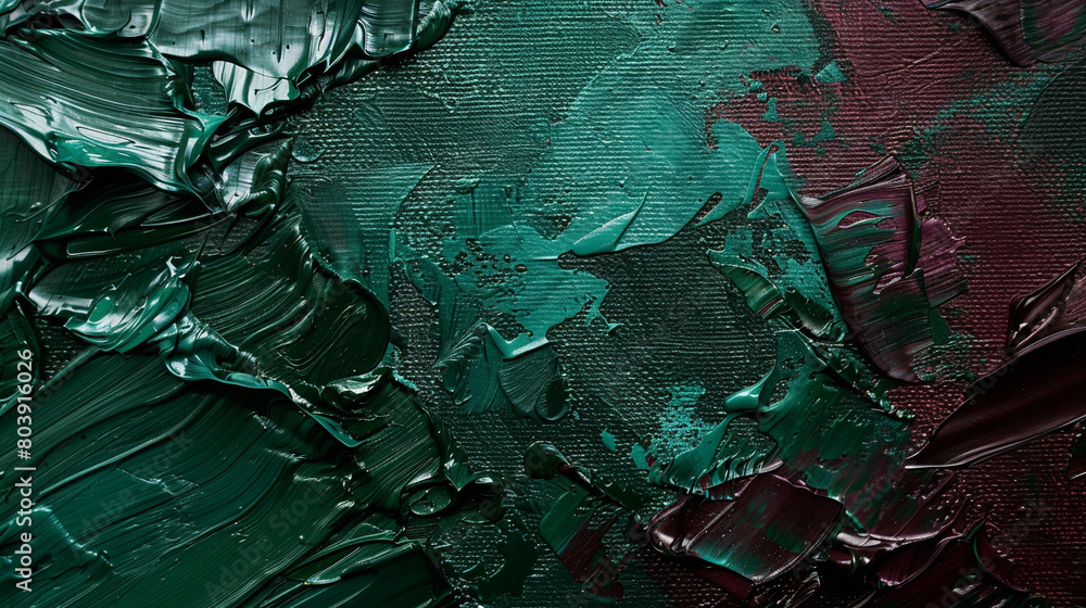 Rough textured abstract painting showcasing forest green and deep burgundy. Rough textured abstract painting showcasing forest green and deep burgundy.