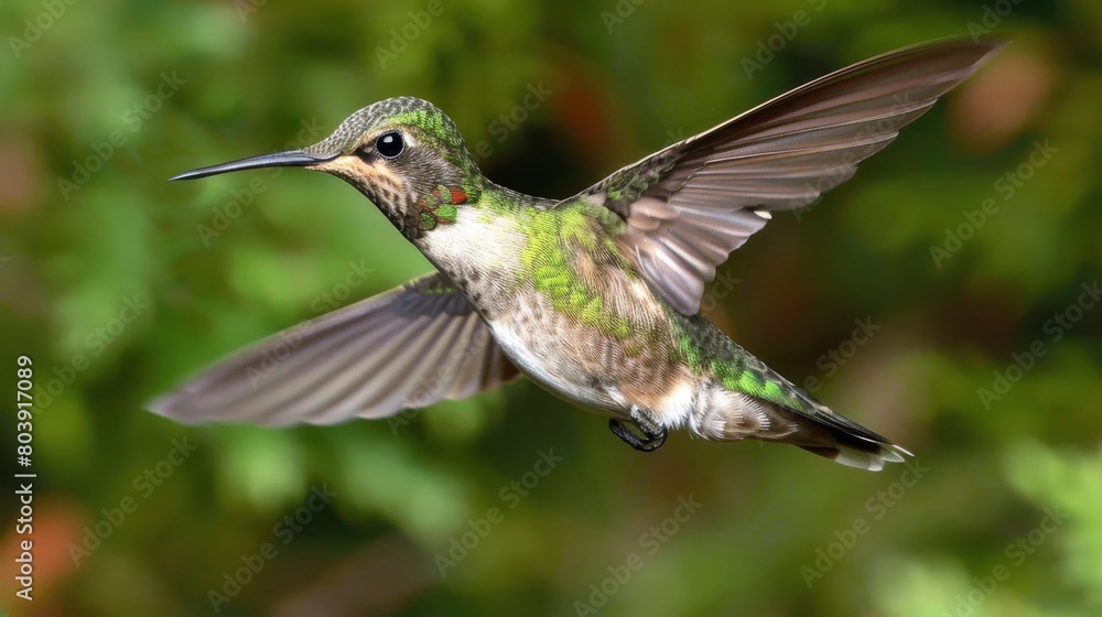 Naklejka premium A hummingbird flying in the air