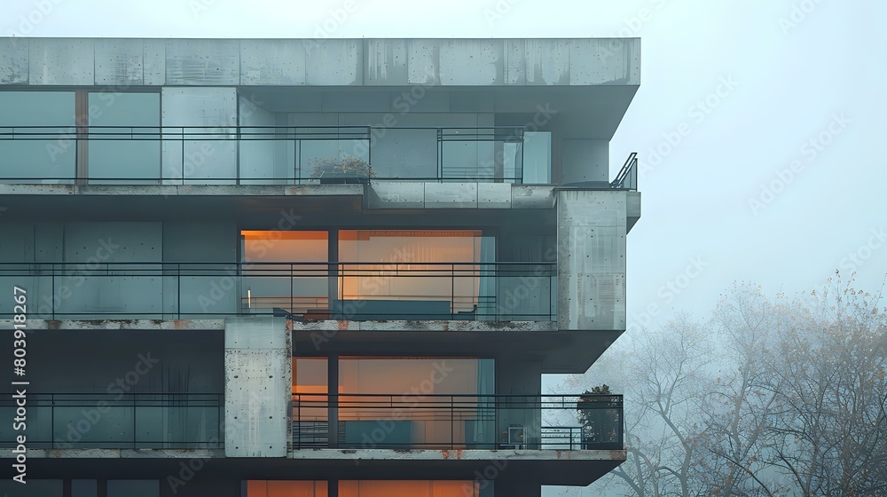 Clean and Sophisticated: Modern Apartment Building with Minimal Color Palette Clean and Sophisticated: Modern Apartment Building with Minimal Color Palette