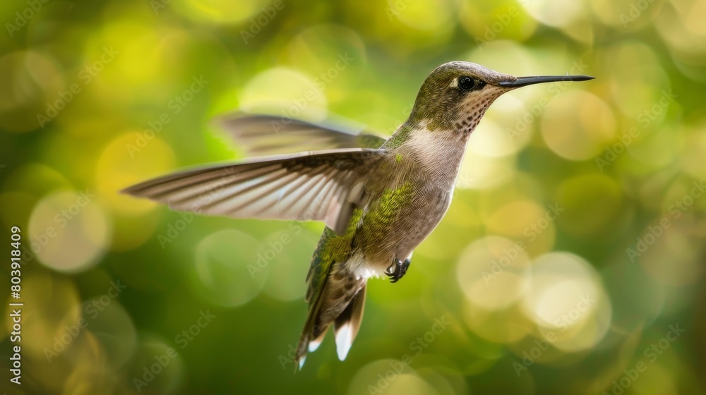Fototapeta premium A hummingbird flying in the air