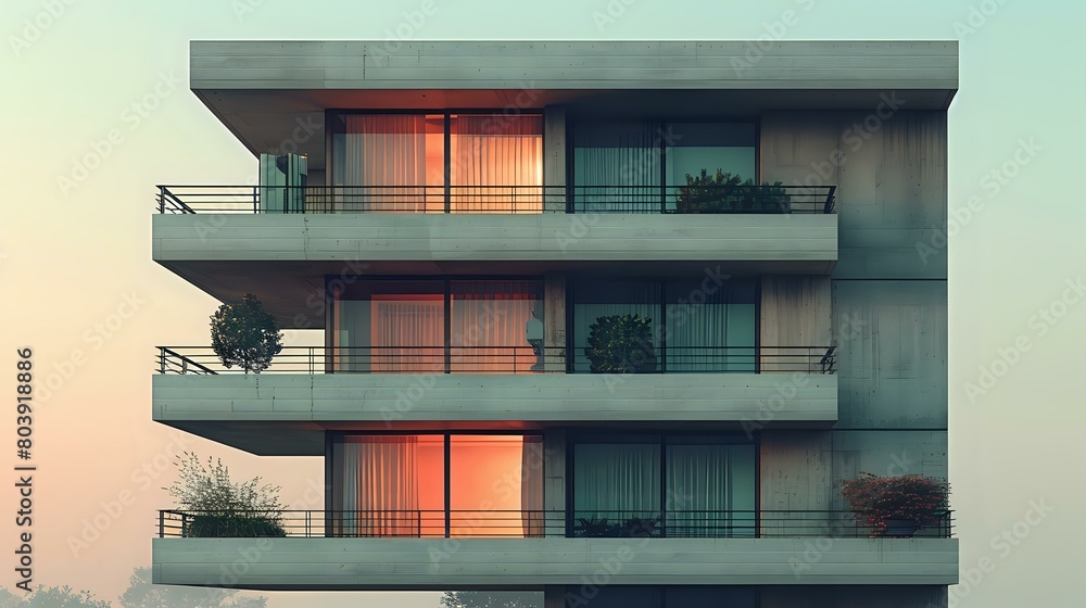 Contemporary Urban Aesthetics: Chic Apartment Building with Minimal Color Palette Contemporary Urban Aesthetics: Chic Apartment Building with Minimal Color Palette