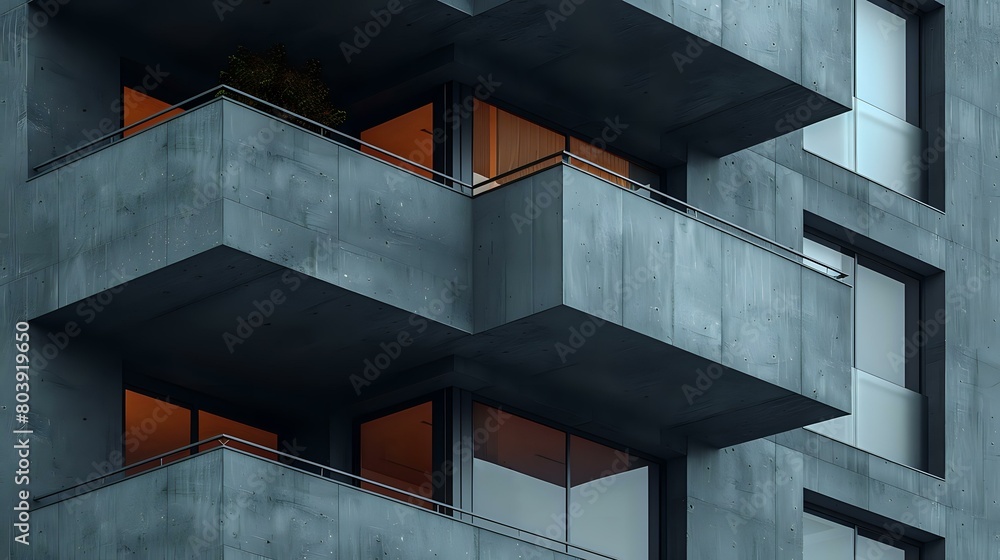 Fototapeta premium Chic and Understated: Modern Apartment Building with Greenery Accents