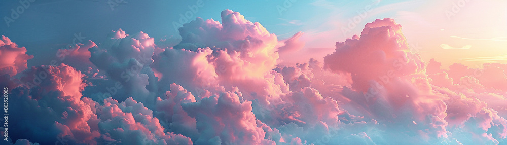 Soft, billowing clouds blending seamlessly with a kaleidoscope of pastel hues