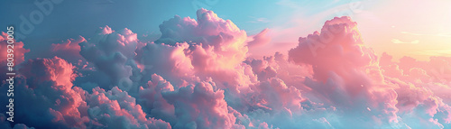 Soft, billowing clouds blending seamlessly with a kaleidoscope of pastel hues photo