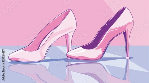 Female shoes on color background style vector