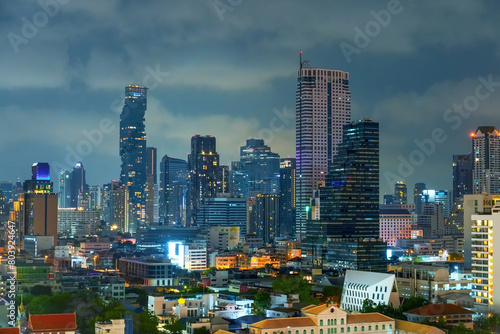Bangkok cityscape. Bangkok night view in the business district at twilight