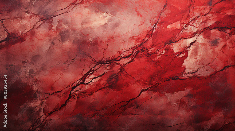Painted Elegant Red Colors With Marbled Stone or Rock Wall Texture Background