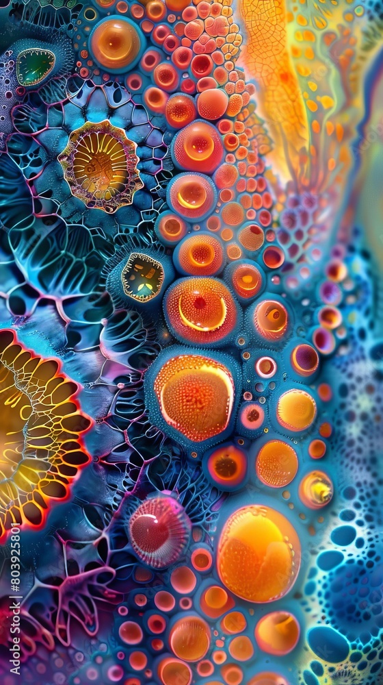 Explore the world of microscopic organisms magnified to reveal vibrant Explore the world of microscopic organisms magnified to reveal vibrant
