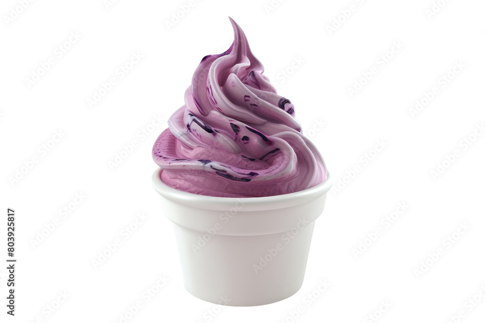 Buttermilk blueberry swirl ice cream cup isolated on transparent background Buttermilk blueberry swirl ice cream cup isolated on transparent background