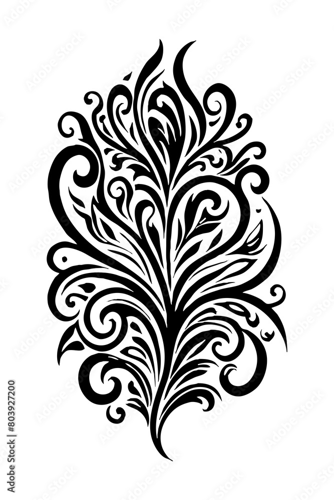 Botanical black and white pattern. For use on tattoos, posters, textiles, T-shirt printing. Generated by Ai Botanical black and white pattern. For use on tattoos, posters, textiles, T-shirt printing. Generated by Ai
