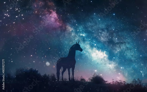 smearing a very cute unicorn with stars in front of the Milky Way galaxy