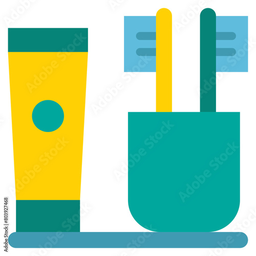 toothpaste toothbrush clean bathroom flat style