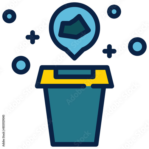 trash bin recycle cleaning bathroom filled outline