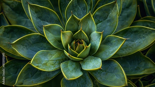 A large green plant with spiky leaves sits on a rocky surface photo