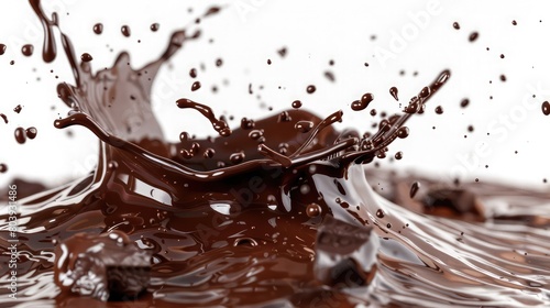 chocolate splash isolated on white, chocolate splash closeup isolated on white background 