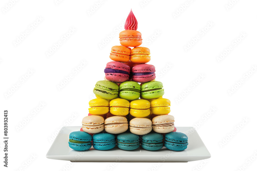 Colorful macaroons isolated on transparent background