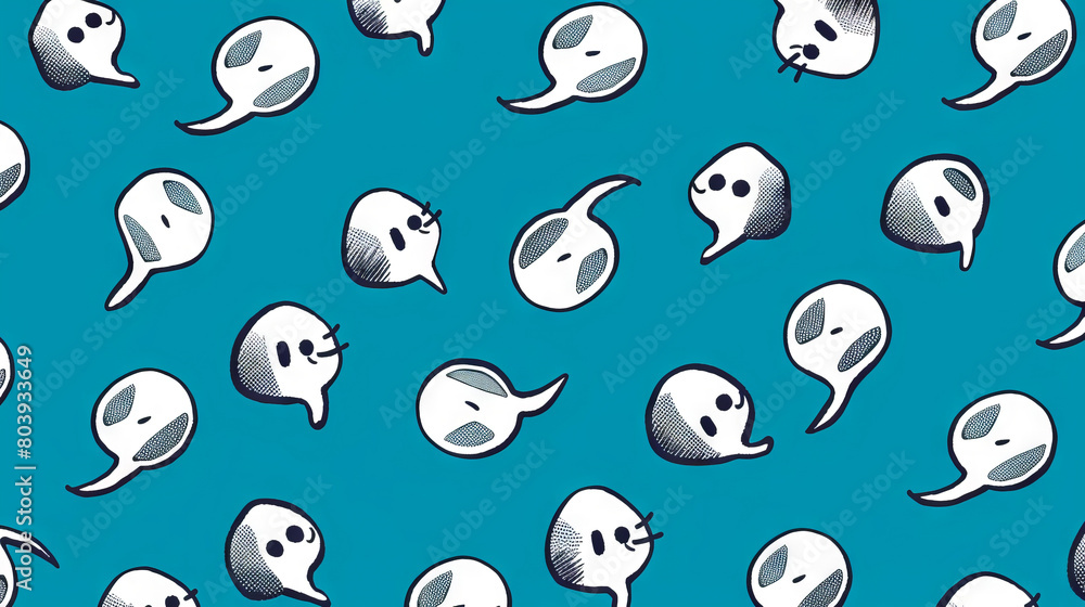 Abstract blue background with white circles and tails.