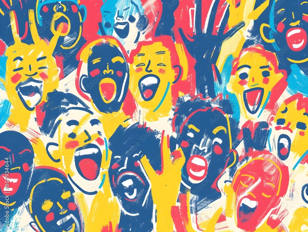 Joyful Crowd Celebrating Triumphant Victory with Vibrant Expressions of Happiness and Enthusiasm Joyful Crowd Celebrating Triumphant Victory with Vibrant Expressions of Happiness and Enthusiasm