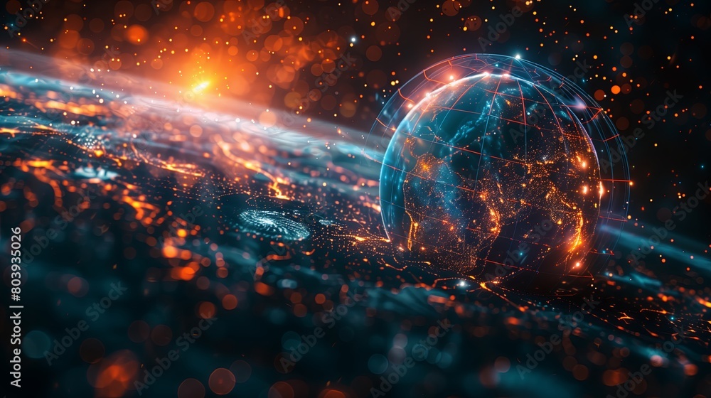 Obraz premium Global Data Streams: Artistic Network Visualization