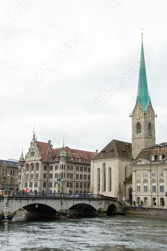 Scenic summer view of the Old Town architecture of Zurich