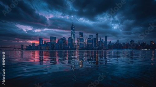 New York skyline at dusk 