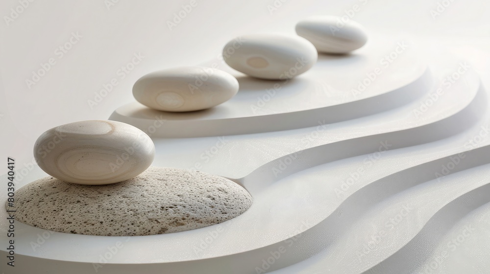 Minimalist backdrop of smooth river stones arranged in graceful curves, evoking a sense of calmness and balance. Minimalist backdrop of smooth river stones arranged in graceful curves, evoking a sense of calmness and balance.