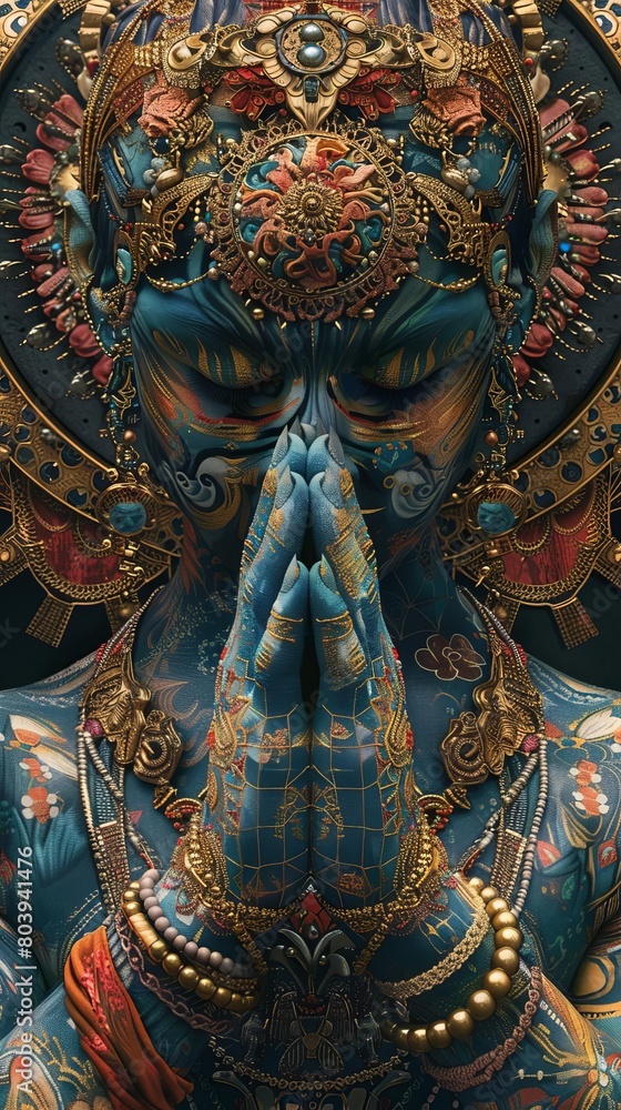 Fototapeta premium Craft a mixed media artwork showcasing a front-facing view of hands clasped in unity