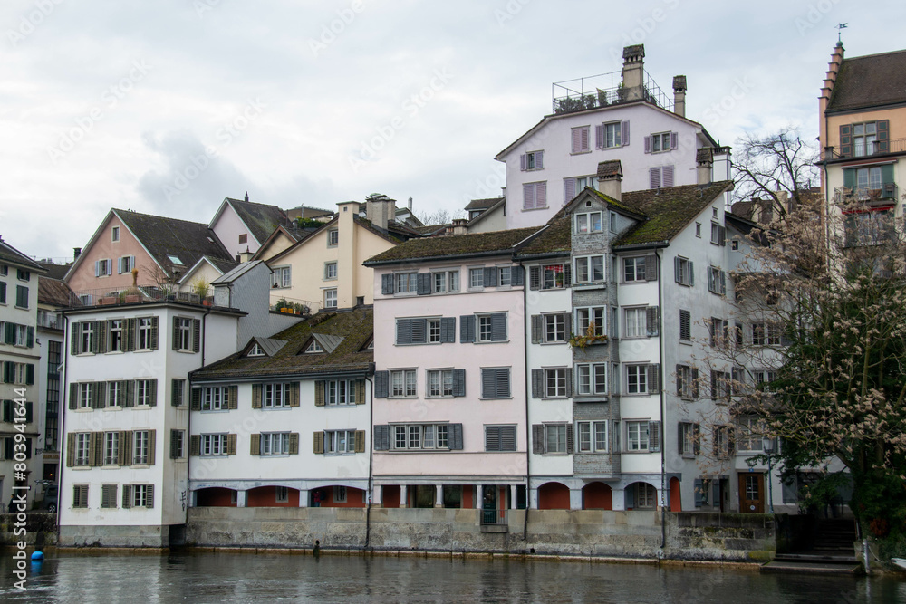 Scenic summer view of the Old Town architecture of Zurich
