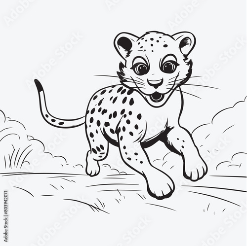 Cheetah  Tropical Climate  Coloring Book Page - Illlustration Technique  Illustration  Undomesticated Cat