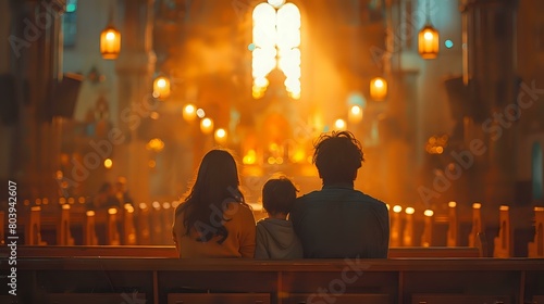 Tranquil Family Scene in a Sacred Sanctuary