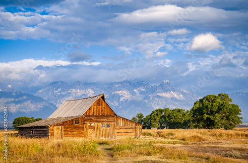 The John Moulton Barn and the Teton Range at Grand Teton National Park in Northwestern Wyoming photo