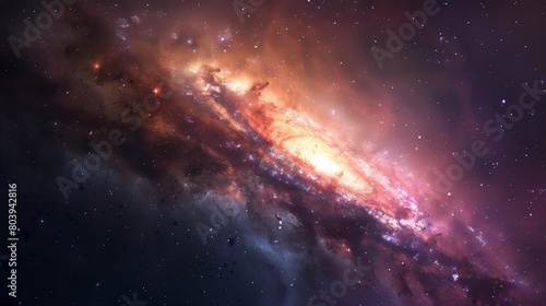 A serene yet powerful depiction of a galaxy core  its calm center belied by the violent beauty of star formation and destruction at its edges  a testament to the cycle of cosmic life.