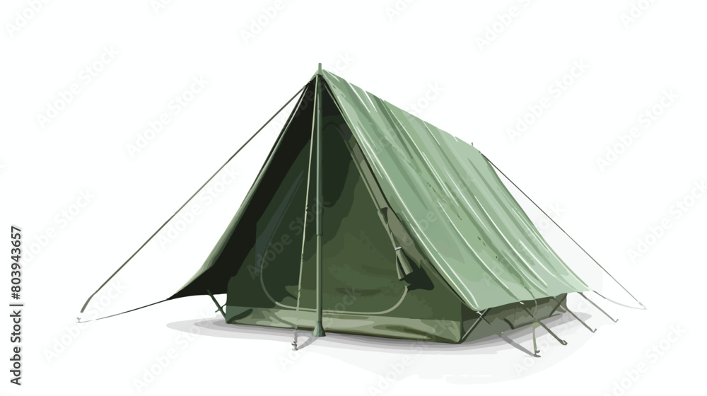 Green camping tent on white background style vector