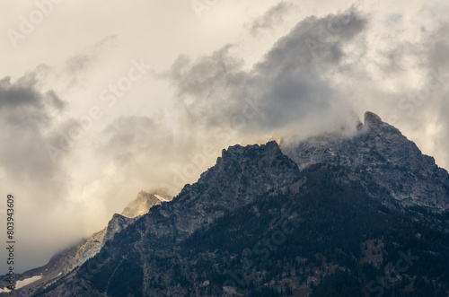 Snow-capped Mountains Landscape in Grand Teton National Park in Wyoming