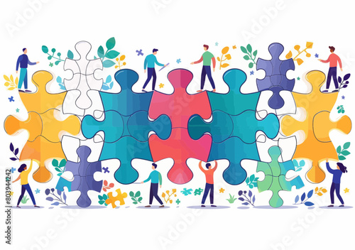 Hiring New Talent Teamwork Puzzle: HR Connecting Candidate to Job Role, Completing Workforce for Problem-Solving Through Proper Fit