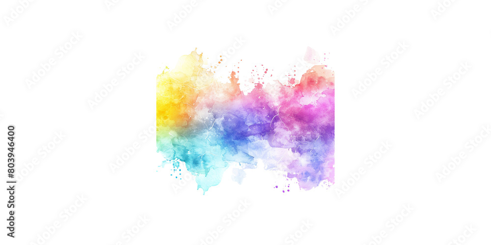 Watercolor splash, soft pastel color palette in the style of clipart on a white background