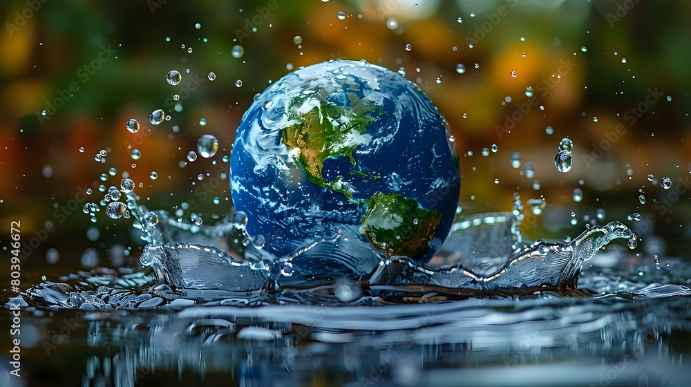 World in Flux: Globe Engulfed in Energetic Water Ballet World in Flux: Globe Engulfed in Energetic Water Ballet
