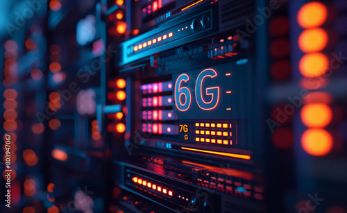 6G Illuminated: Next-Gen Wireless Technology on Dynamic Server Background