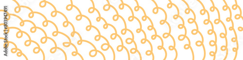 Pasta background. Yellow pattern with doodle spaghetti. Ramen noodle vector illustration