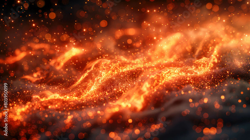 Futuristic abstract sci-fi background with glowing waves and particles fractal galaxies