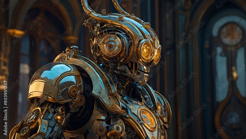 Character design golden machinery state-of-the-art architecture
