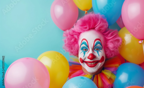 April Fools' Day Celebration: Funny Clown with Festive Balloons