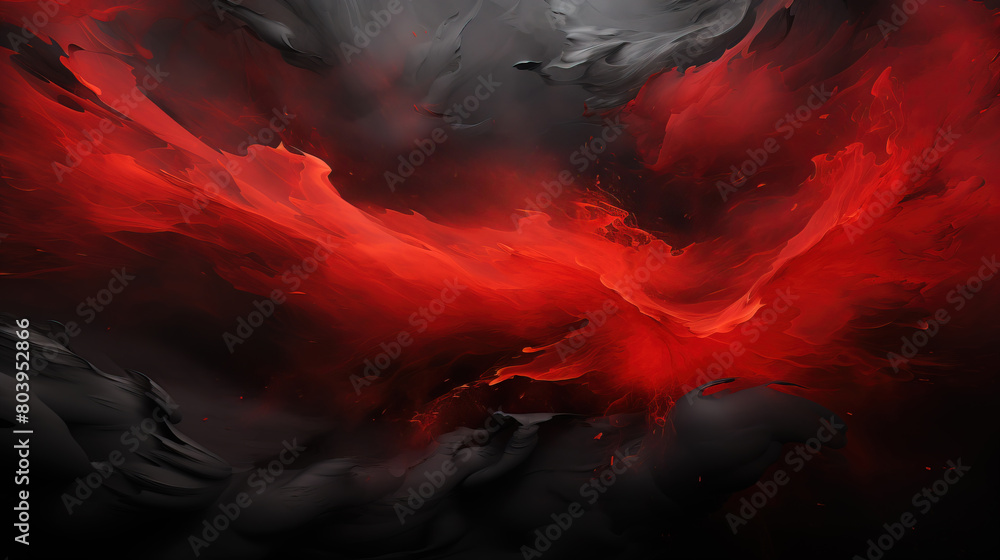Fototapeta premium Abstract Art of Red and Black Color Oil Paint Splatter on Background