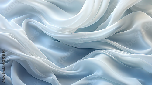 Wallpaper Mural Beautifully Fluttering White Color Fabric in Space With Delicate Folds on Blurry Background Torontodigital.ca