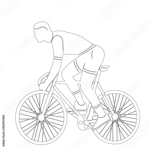 cyclist sketch on white background vector