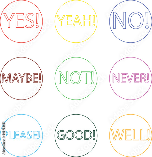 illustration of some english words icons photo