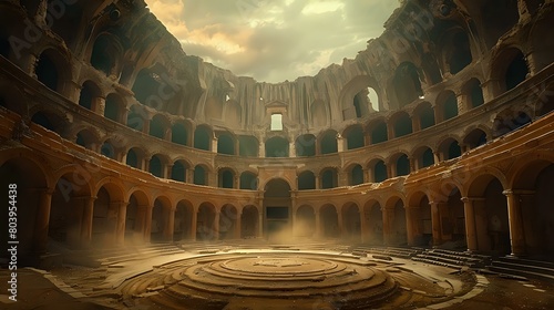 Grand Arena with Sand Patterns and Somber Atmosphere