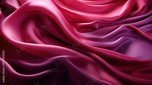 Fluttering Magenta Color Fabric Heavenly in Space With Delicate Folds on Blurry Background